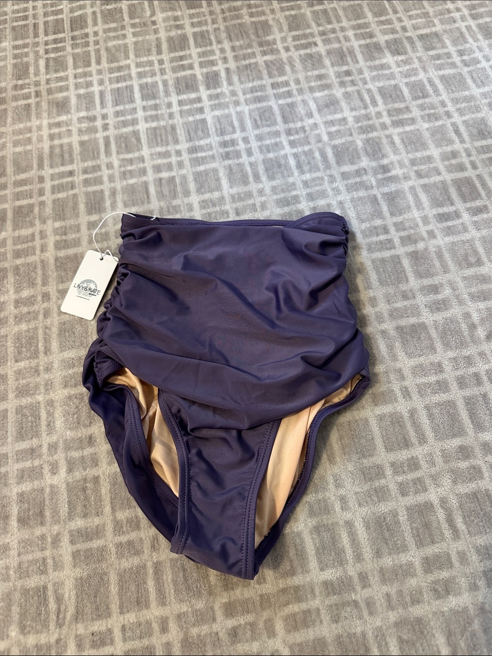 Livy and Kate Deep Purple High-Waist Ruched Swim bottom XXS NWT